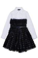 Shirt dress with pleated ruffles
