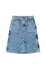Denim skirt with back embroidery
