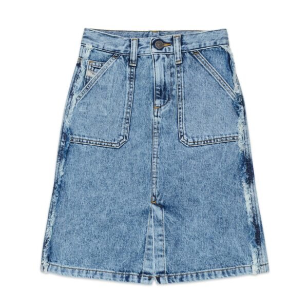Denim skirt with back embroidery