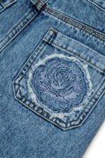 Denim skirt with back embroidery - Image 4