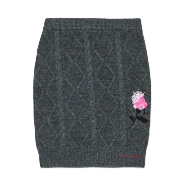 Cable-knit skirt with embroidery