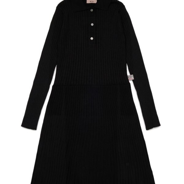 Ribbed knit polo dress