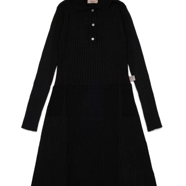 Ribbed knit polo dress